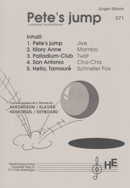 Pete's Jump, Jürgen Maxim, Akkordeon-Solo, Spielheft, 2. Stimme für Akkordeon, Klavier, Keyboard oder Orgel, Duo, Duett, leicht-mittelschwer, Akkordeon Noten