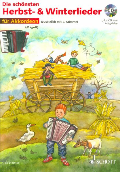 Die schönsten Herbst- und Winterlieder, Akkordeon-Solo, mit 2. Stimme, Spielheft, Soloband, Jahreszeiten, leicht, Akkordeon Noten