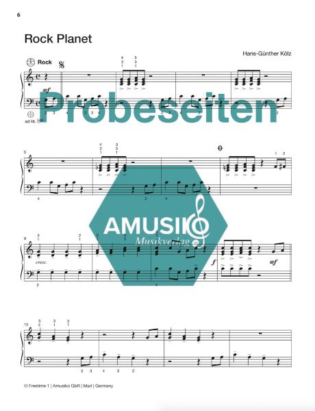 Freetime 1, Hans-Günther Kölz, Spielheft für Akkordeon-Solo mit Melodiebass (MIII), C-Griff, Umsteiger, leicht-mittelschwer, linke Hand, Fingersätze, QR-Codes, Videos mit Matthias Matzke, Soloband, Akkordeon Noten