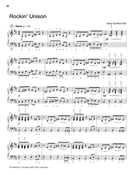 Freetime 2, Hans-Günther Kölz, Spielheft für Akkordeon-Solo mit Melodiebass (MIII), C-Griff, Umsteiger, leicht-mittelschwer, linke Hand, Fingersätze, QR-Codes, Videos mit Matthias Matzke, Soloband, Akkordeon Noten, Demoseite