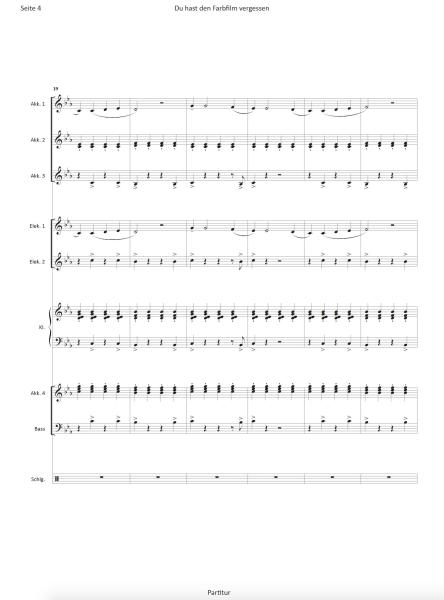 Du hast den Farbfilm vergessen, Michael Heumann, Kurt Demmler, Stefan Bauer, Akkordeon-Orchester, Nina Hagen, Automobil, Megahit, Schlager, leicht-mittelschwer, Akkordeon Noten