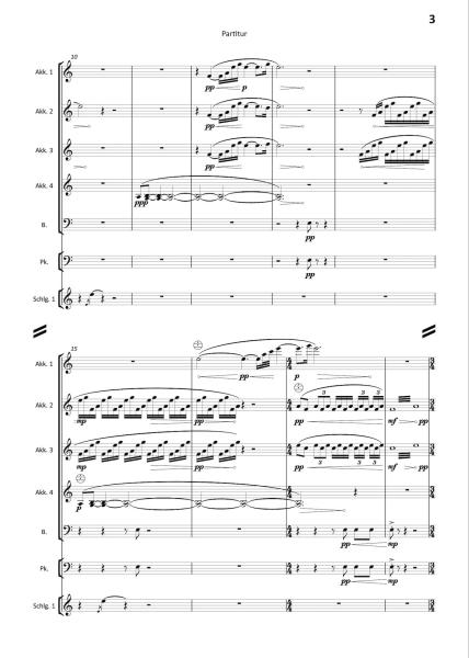 On Aldeburgh Beach, Ian Watson, Akkordeon-Orchester, Originalkomposition, Originalmusik, ein Tag am Strand, Suffolk, Ostküste Englands, sehr schwer, anspruchsvoll, Höchststufe, Akkordeon Noten, Einblick in die Noten