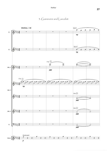 The Legend Of King Arthur, Ian Watson, Akkordeon-Orchester, Suite in 4 Sätzen, König Artus, Artus-Legende, London Accordion Orchestra, mittelschwer-schwer, Wertungsstück, Wettbewerbsliteratur, Orchesternoten, Musiknoten, Akkordeon Noten, Einblick