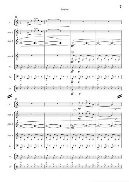 Totems, Ian Watson, Akkordeon-Orchester, Auftragskomposition, Oberstufe, schwer, Wertungsstück, Wettbewerbsliteratur, Originalkompostion, Originalmusik, Akkordeon Noten, Beispielseite