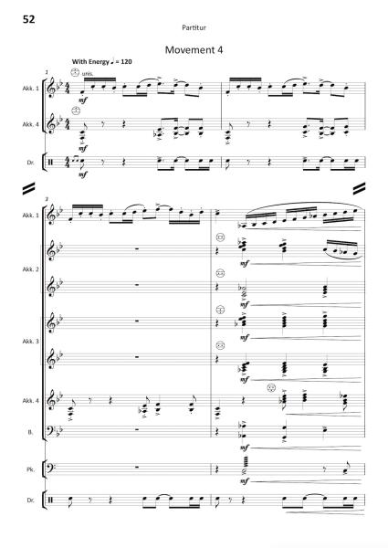 Totems, Ian Watson, Akkordeon-Orchester, Auftragskomposition, Oberstufe, schwer, Wertungsstück, Wettbewerbsliteratur, Originalkompostion, Originalmusik, Akkordeon Noten, Blick in die Noten