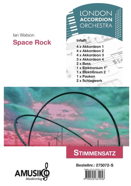 Space Rock, Ian Watson, Akkordeon-Orchester, London Accordion Orchestra, Oberstufe, schwer, Wertungsstück, Wettbewerbsliteratur, Rockmusikelemente, Originalmusik, Originalkomposition, Orchesternoten, Musiknoten, Akkordeon Noten, Stimmensatz