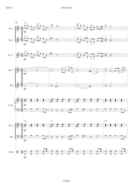 Día Lluvioso (Regentag), Martina Kluge, Akkordeon-Orchester, Akkordeon-Ensemble, Tango, Easy-Stimme, mittelschwer, Akkordeon Noten, Beispielseite