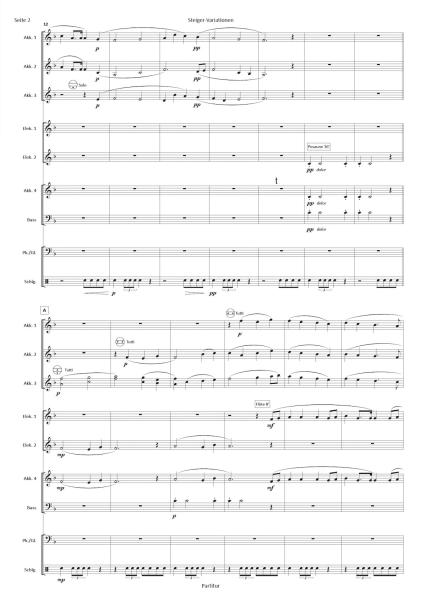 Steiger-Variationen, Wolfgang Ruß-Plötz, Akkordeon-Orchester, Originalkomposition, Originalmusik, Steigerlied, Glück auf, Ruhrgebiet, mittelschwer, Akkordeon Noten, Beispielseite
