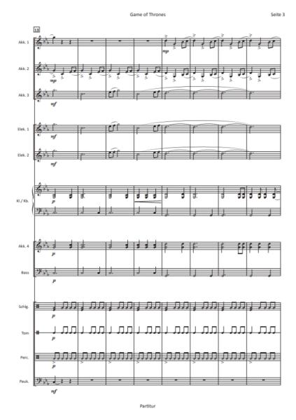 Game of Thrones, Ramin Djawadi, Hans-Günther Kölz, Einzelausgabe, Akkordeon-Orchester, Filmmusik, Soundtrack, Fantasyserie, mittelschwer, Akkordeon Noten, Notenbeispiel