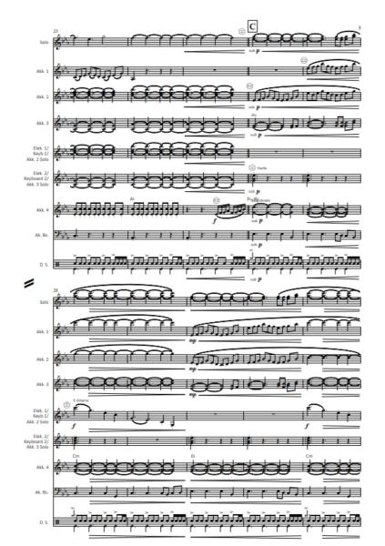 Serpent, Herbert Pixner, Susanne Stampfer, Akkordeon-Orchester, Solo-Stimme, Klangmalerei, Konzertstück, gut gegen böse, mittelschwer, Akkordeon Noten, Blick in die Noten