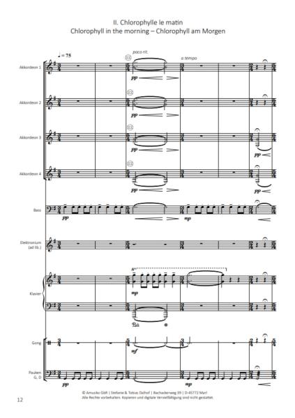 Danses botaniques, Helmut Quakernack, Akkordeon-Orchester, Suite in fünf Sätzen, Konzertsuite, schwer, Akkordeon Noten, Probeseite