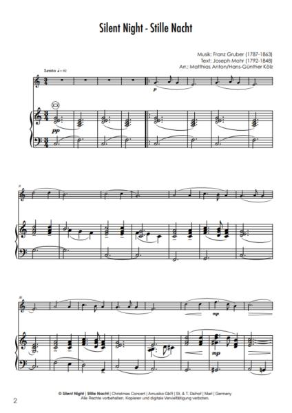 Silent Night | Stille Nacht, Franz Xaver Gruber, Hans-Günther Kölz, Matthias Anton, Akkordeon und Melodieinstrument, Standardbass MII, mittelschwer, Weihnachten, Weihnachtslied, Akkordeon plus, Kammermusik, Kammermusik-Duo, Duo, Duett, Akkordeon Noten, No