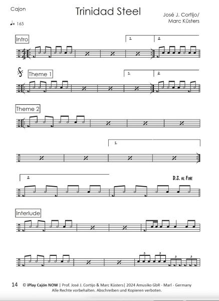 iPlay Cajón NOW!, Prof. José J. Cortijo, Marc Küsters, Cajón, Spielheft für Cajón, Online-Material, Playalongs, verschiedene Stile, verschiedene Rhythmen, verschiedene Schwierigkeitsgrade, Cajón spielen lernen, Cajónunterricht, Selbststudium, Cajón Noten,