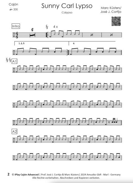 iPlay Cajón Advanced, Prof. José J. Cortijo, Marc Küsters, Cajón, Spielheft für Cajón, Online-Material, Playalongs, verschiedene Stile, verschiedene Rhythmen, verschiedene Schwierigkeitsgrade, Cajón spielen lernen, Cajónunterricht, Selbststudium, Cajón No