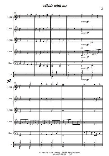 Abide with me, William H. Monk, Werner Heetfeld, Akkordeon-Orchester, Choral, Kirchenkonzert, Gottesdienst, mittelschwer, Akkordeon Noten, Notenbeispiel