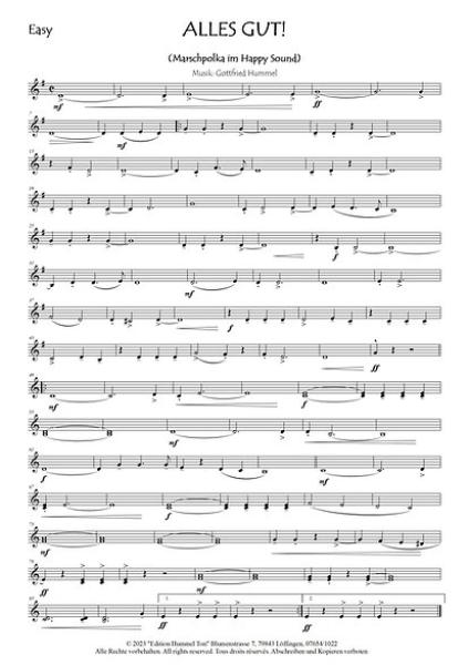 Alles gut!, Gottfried Hummel, Akkordeonorchester, Marschpolka, Happy-Sound, Originalkomposition, Originalmusik, Easystimme, Kiddystimme, leicht, Akkordeon Noten, Notenbeispiel