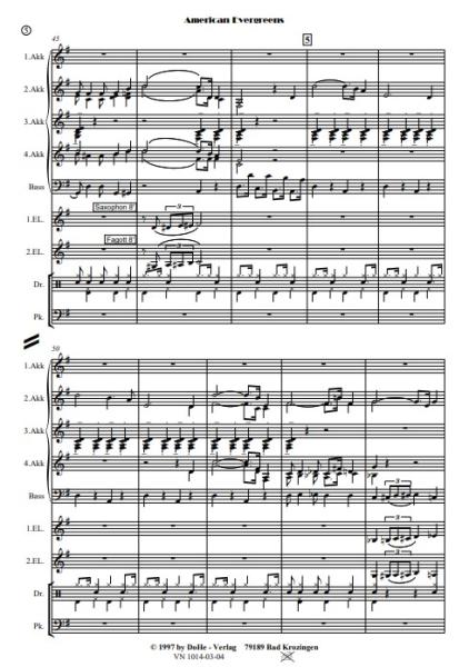 American Evergreens, Werner Heetfeld, Akkordeon-Orchester, Medley, Potpourri, Welthits, mittelschwer-schwer, Akkordeon Noten, Demoseite