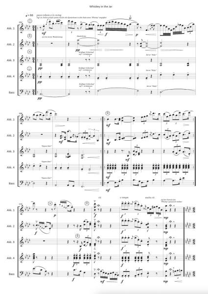 Whiskey in the Jar, Variationen, Helmut Quakernack, Akkordeon-Ensemble, Akkordeon-Quintett, irisches Trinklied, Traditional, Folksong, mittelschwer, Akkordeon Noten, Probeseite
