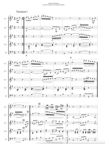 Haifisch-Variationen, Kurt Weil, Helmut Quakernack, Akkordeon-Orchester, Akkordeon-Ensemble, Dreigroschenoper, Mackie Messer, Moritat, mittelschwer-schwer, Akkordeon Noten, Beispielseite