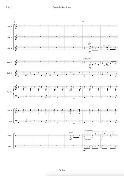 Tarantella Napoletana, Matthias Hennecke, Akkordeon-Orchester, traditionelle Weise, Italien, Miracoli ist fertig, mittelschwer, Akkordeon Noten, Beispielseite