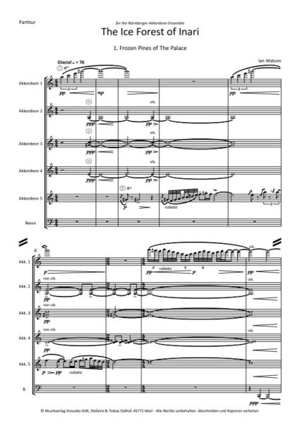 The Ice Forest of Inari, Ian Watson, Akkordeon-Orchester, Akkordeon-Ensemble, Suite in drei Sätzen, Auftragskomposition, World Music Festival Innsbruck, WMF, Höchststufe, sehr schwer, Wertungsstück, Wettbewerbsliteratur, Orchesternoten, Musiknoten, Origin