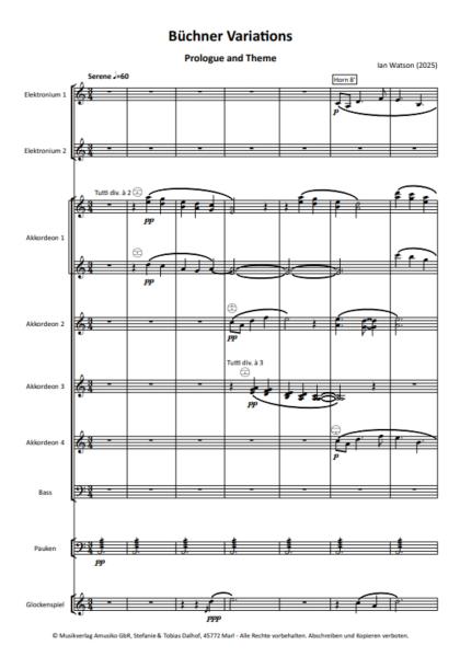 Büchner Variations, Ian Watson, Akkordeon-Orchester, Auftragskomposition, World Music Festival Innsbruck, WMF, Oberstufe, mittel-schwer, Wertungsstück, Wettbewerbsliteratur, Orchesternoten, Musiknoten, AOriginalkomposition, Originalmusik, Akkordeon Noten,