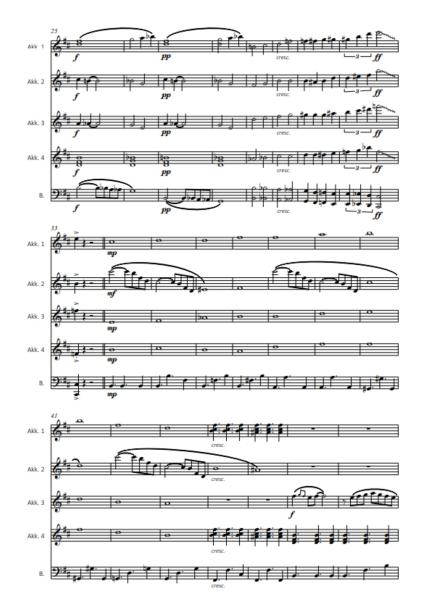 Tango fiorito, Nils Aebersold, Variationen, Akkordeon-Ensemble, Akkordeon-Quintett, Originalkomposition, Originalmusik, mittelschwer bis schwer, Akkordeon Noten, Beispielseite