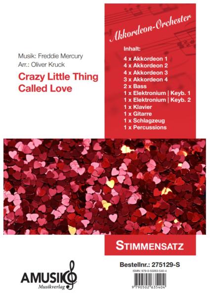 Crazy Little Thing Called Love, Freddie Mercury, Queen, Oliver Kruck, ​Rock'n'Roll-Hit für Akkordeon-Orchester, mittelschwer, Akkordeon Noten, Stimmensatzdeckblatt