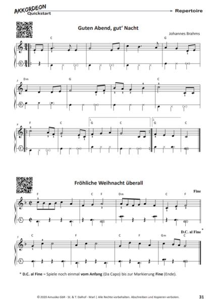 Akkordeon Quickstart, Matthias Matzke, Akkordeon spielen lernen, einfach, Akkordeon-Solo, Akkordeon-Noten, Innovative Bass Notation, Standardbass MII, Anfänger, autodidaktisch, Probeseite