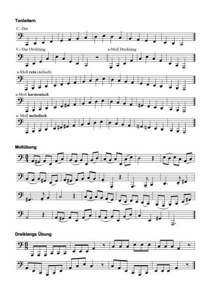 Übungsheft D2 für Tuba in B, B-Tuba, Bernd Nawrat, Blechblasinstrumente, tiefes Blech, Prüfungsvorbereitung, D-Lehrgang, Einzelunterricht, Gruppenunterricht, Spielstücke, Vortragsstücke, leicht, Musiktheorie, praxisorientiert, Tuba Noten, Beispielseite