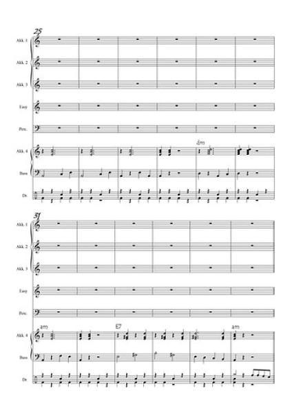 Bella Ciao Flashmob, Blick in die Partitur, Gottfried Hummel, Akkordeonorchester, Showfeeling, Traditional, Partisanenlied, Sommerhit, mittelschwer, Easy-Stimme, Akkordeon Noten