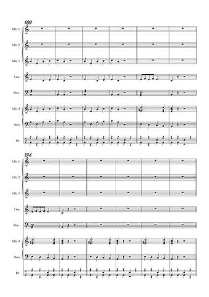 Bella Ciao Flashmob, Blick in die Probeseiten, Gottfried Hummel, Akkordeonorchester, Showfeeling, Traditional, Partisanenlied, Sommerhit, mittelschwer, Easy-Stimme, Akkordeon Noten