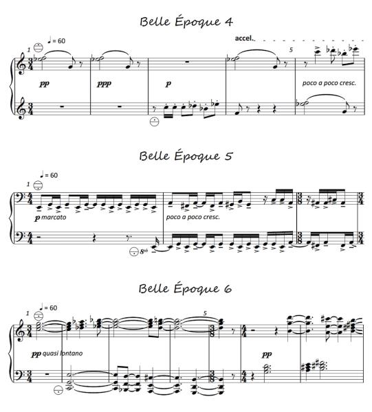 Belle Époque, Stefan Hippe, Akkordeon-Solo, Melodiebass MIII, Einzelton, 6 Miniaturen, Spielheft, Soloband, Originalkomposition, Originalmusik, Manuskript, schwer, Akkordeon Noten