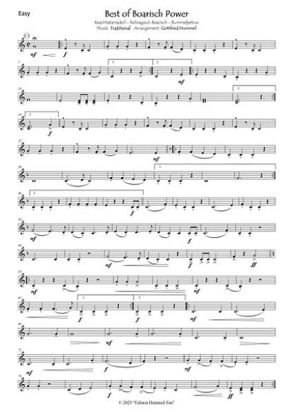 Best of Boarisch Power, Gottfried Hummel, Akkordeonorchester, Medley, Potpourri, Stimmungskracher, Easystimme, Kiddystimme, leicht-mittelschwer, Akkordeon Noten, Probeseite