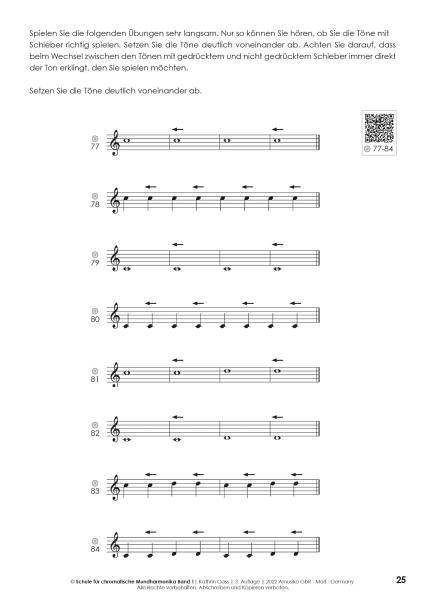 Schule für chromatische Mundharmonika Band 1, Kathrin Gass, Schulwerk, Lehrwerk, Mundharmonikaschule, Chromonica, mit Online-Material, sehr leicht, Mundharmonika Noten, Mundharmonika spielen lernen, Anfänger, Demoseite