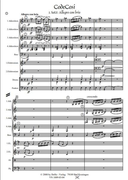 CodeCosi, Werner Heetfeld, Akkordeon-Orchester, Fantasie in vier Sätzen, viersätzige Komposition, mit rechts und links, Wertungsstück, Wettbewerbsstück, Wettbewerbsliteratur, schwer, Oberstufe, Akkordeon Noten, Originalkomposition, Originalmusik, Probesei