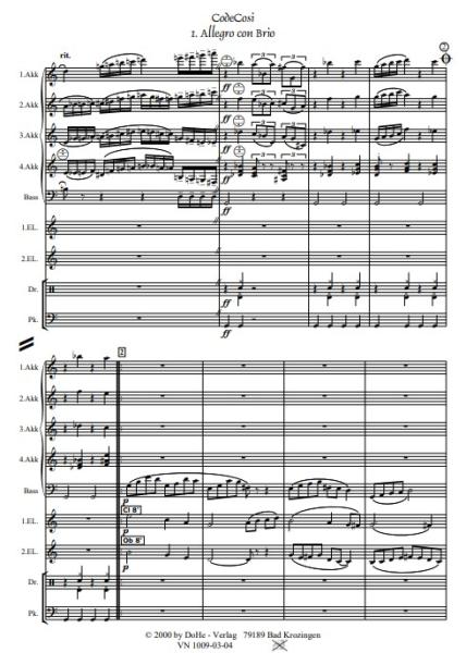 CodeCosi, Werner Heetfeld, Akkordeon-Orchester, Fantasie in vier Sätzen, viersätzige Komposition, mit rechts und links, Wertungsstück, Wettbewerbsstück, Wettbewerbsliteratur, schwer, Oberstufe, Akkordeon Noten, Originalkomposition, Originalmusik, Beispiel