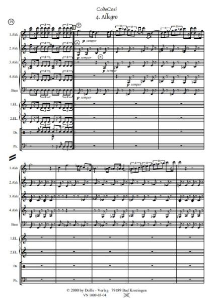 CodeCosi, Werner Heetfeld, Akkordeon-Orchester, Fantasie in vier Sätzen, viersätzige Komposition, mit rechts und links, Wertungsstück, Wettbewerbsstück, Wettbewerbsliteratur, schwer, Oberstufe, Akkordeon Noten, Originalkomposition, Originalmusik, Blick in