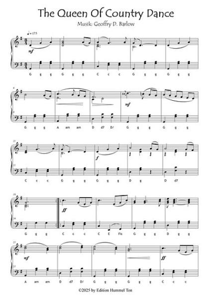 Country Music - Easy Country Songs, Geoffrey D. Barlow, Akkordeon-Solo, Standardbass MII, Klavier, Keyboard, Spielheft, Soloband, Traditionals, Originalkompositionen, leicht, Akkordeon Noten, Probeseite