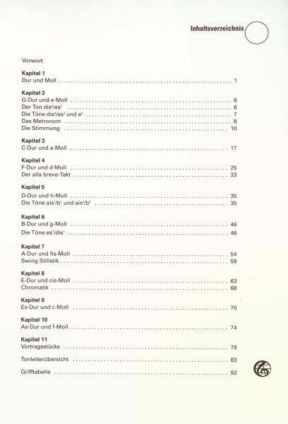 Die D2-Schule für Sopranflöte (Spielmannsflöte), Bernd Nawrat, Flötenschule, Spielmannszug-Flöte, Schulwerk, Lehrwerk, Molltonleitern, Molltonarten, praktische Gehörbildung, Vortragsstücke, Duette, leicht, Flöten Noten, Inhaltsverzeichnis