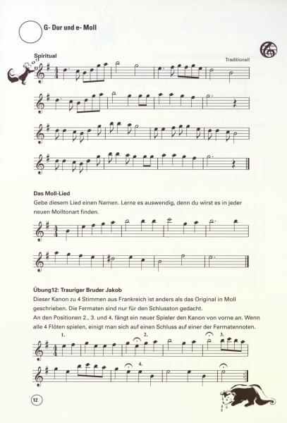 Die D2-Schule für Sopranflöte (Spielmannsflöte), Bernd Nawrat, Flötenschule, Spielmannszug-Flöte, Schulwerk, Lehrwerk, Molltonleitern, Molltonarten, praktische Gehörbildung, Vortragsstücke, Duette, leicht, Flöten Noten, Einblick ins Heft