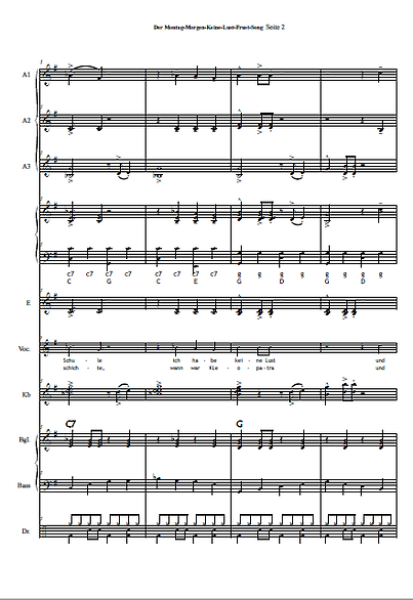 Der Montag-Morgen-Keine-Lust-Frust-Song, Twist, Gottfried Hummel, Akkordeonorchester, leicht, Easy-Stimme, Originalkomposition, Originalmusik, Akkordeon Noten