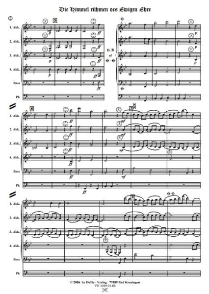 Die Himmel rühmen des Ewigen Ehre, Ludwig van Beethoven, Werner Heetfeld, Akkordeon-Orchester, Choral, Kirchenmusik, Kirchenkonzert, leicht, Akkordeon Noten, Notenbeispiel