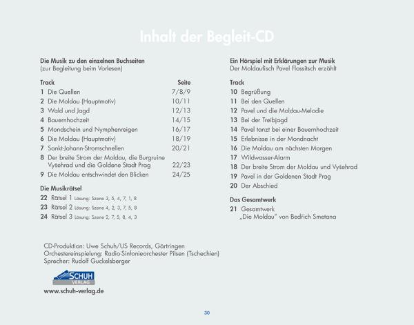 Die Moldau, Bedřich Smetana, ​Karin Schuh, Sissi Katefidis, Musikalisches Bilderbuch, inkl. Audio-CD, musikalisches Märchen, Klassik-Schatz, für Kindergarten, Vorschule, Grundschule, zu Hause, für die ganze Famlie, Inhalt der CD