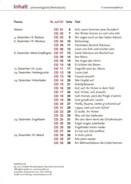 Durch die Advent- und Weihnachtszeit auf der Steirischen Harmonika, Rudolf Ostermann, Steirische Harmonika, Griffschrift, Spielheft, Soloband, Adventslieder, Weihnachtslieder, Weihnachtsnoten, stade Zeit, zum Mitsingen, mittelschwer, ​inkl. Audio-CD, Harm