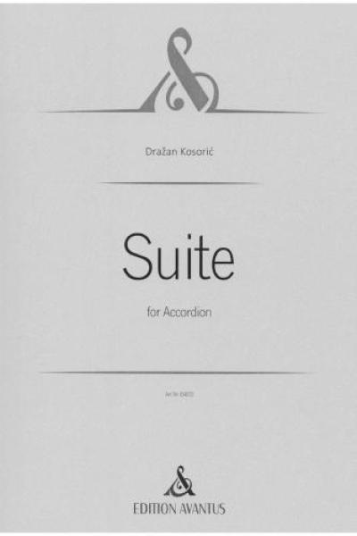 Suite, Dražan Kosorić, Einzelausgabe, Akkordeon-Solo, Melodiebass MIII, Freebass, Suite in 4 Sätzen, schwer, anspruchsvoll, Professionals, Konzertakkordeonisten, Studentinnen, Studenten, Akkordeon Noten, Cover