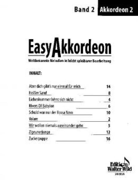 Easy Akkordeon 2, Nelly Leuzinger, Akkordeon-Solo, Standardbass MII, 2. Stimme erhältlich, Akkordeon-Duo, Spielheft, Soloband, weltbekannte Melodien, leicht-mittelschwer, Akkordeon Noten, 2. Stimme Cover