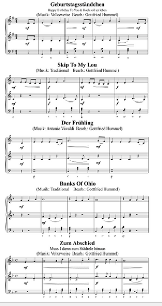 "Einfach" nur spielen!, Gottfried Humml, Akkordeon-Duo, Standardbass MII, Spielheft, Duoband, Spielstücke unterschiedlicher Genres, sehr leicht, Akkordeon Noten, Beispielseite