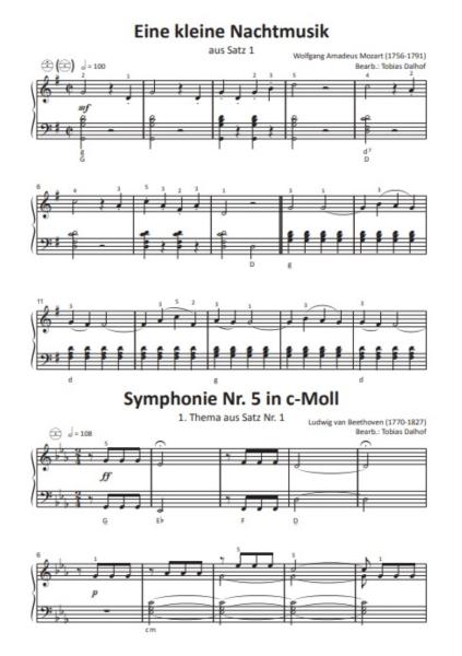 Einfach schöne Klassik, Tobias Dalhof, Akkordeon-Solo, Standardbass MII, Spielheft, Soloband, Vorspiel, Konzert, Akkordeonunterricht, leicht, Anfänger, Wiedereinsteiger, Akkordeon Noten, klassische Werke großer Meister, Blick in die Noten