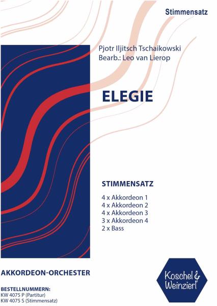 Elegie, Pjotr Iljitsch Tschaikowski, Leo van Lierop, Akkordeon-Orchester, mittelschwer, Akkordeon Noten